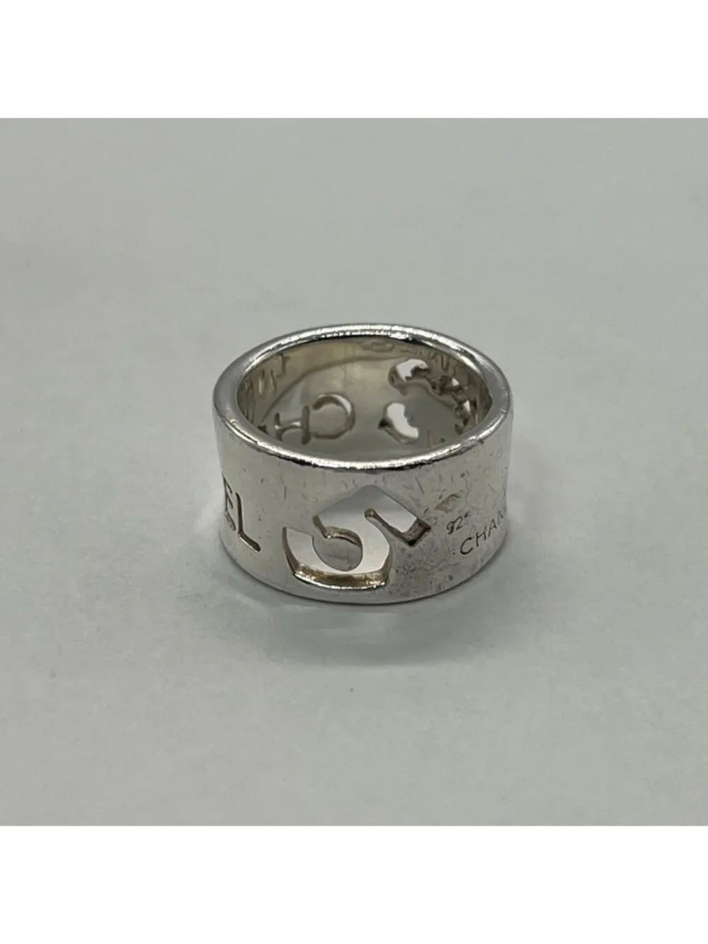 Chanel Logo Wide Ring Clover